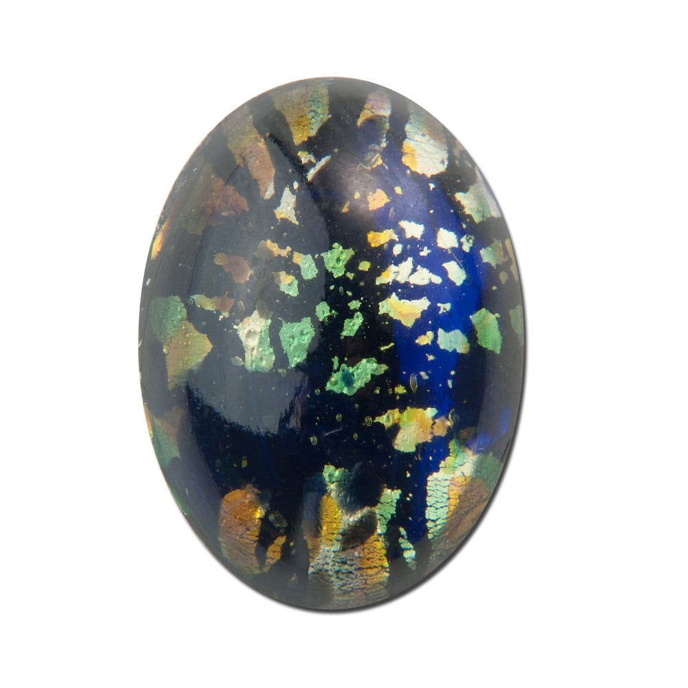 Blue Black Opal Glass Cabochon 25x18mm (1) cab5006G