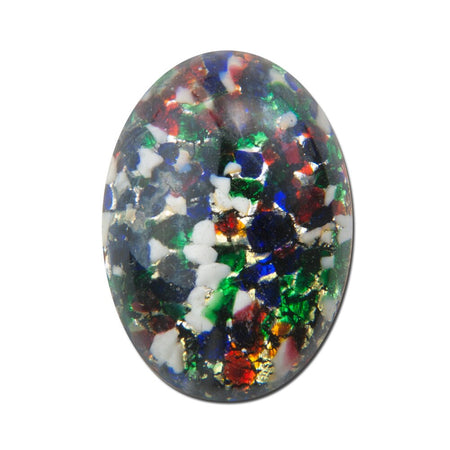 Black Multi-Colored Opal Glass Cabochon 25x18mm (1) cab5006J