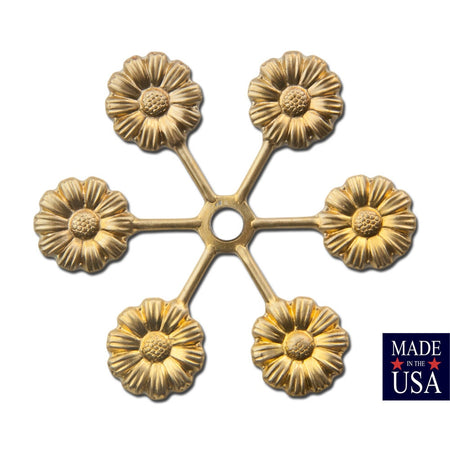 Raw Brass Flower Tipped Spoked Setting Base Finding 40mm (2)