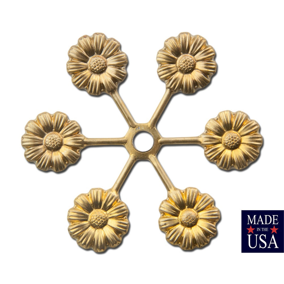 Raw Brass Flower Tipped Spoked Setting Base Finding 40mm (2)