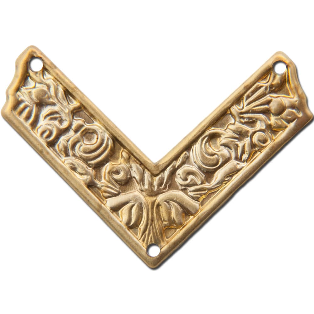 3 Hole Raw Brass Etched V Connector Pendant 34x27mm (4) mtl240
