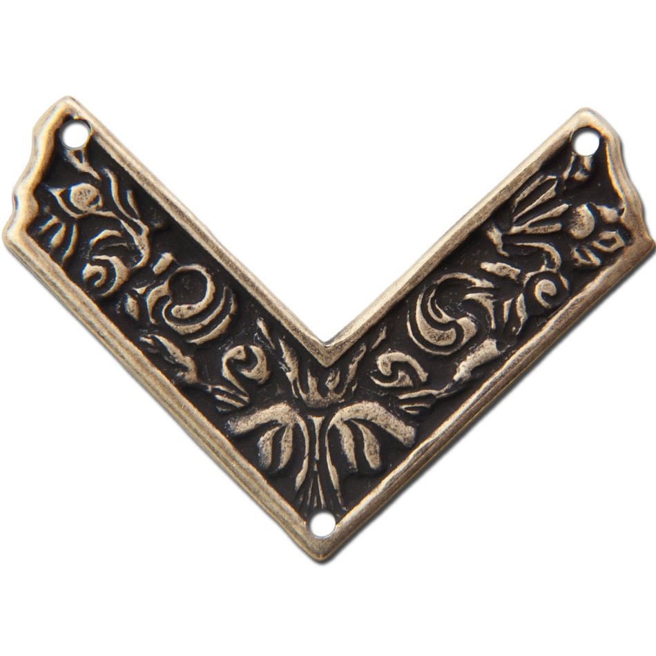 3 Hole Brass Ox Etched V Connector Pendant 34x27mm (4) mtl240A