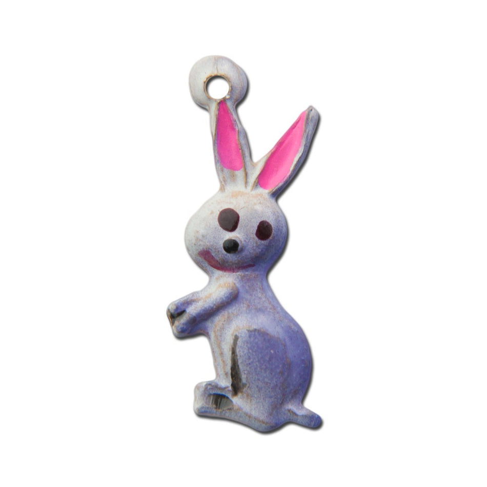 Vintage Metal Bunny Rabbit Charms 22mmx9mm (4) chr176E