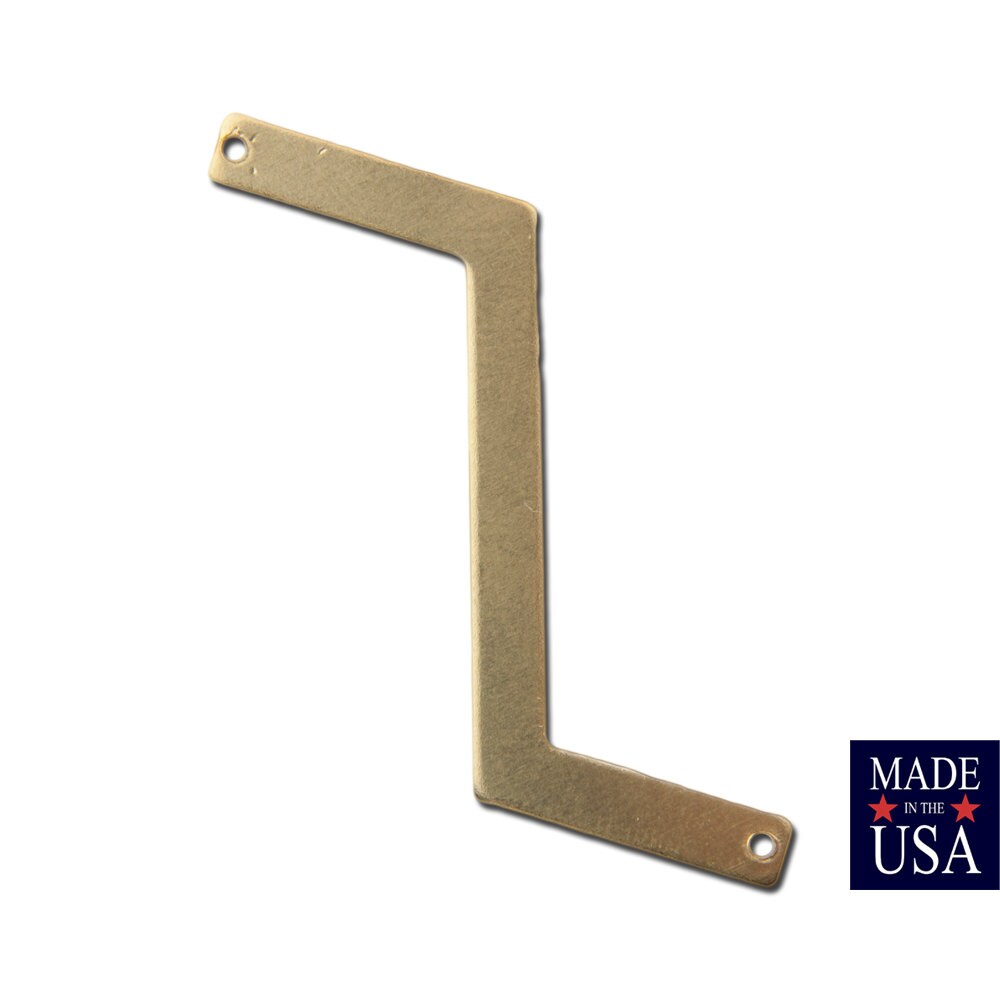 2 Hole Raw Brass Z Shaped Zigzag Connector Pendants (4) mtl269
