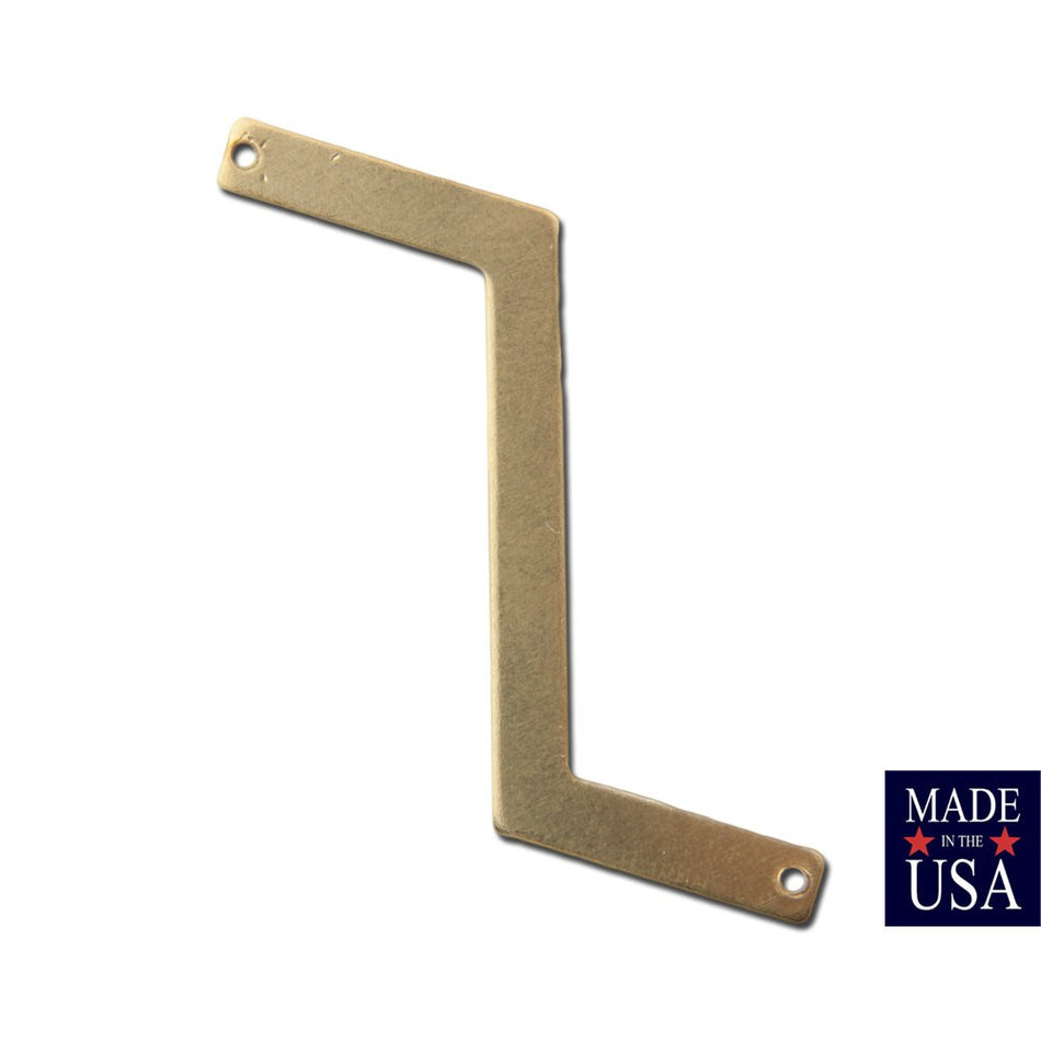2 Hole Raw Brass Z Shaped Zigzag Connector Pendants (4) mtl269
