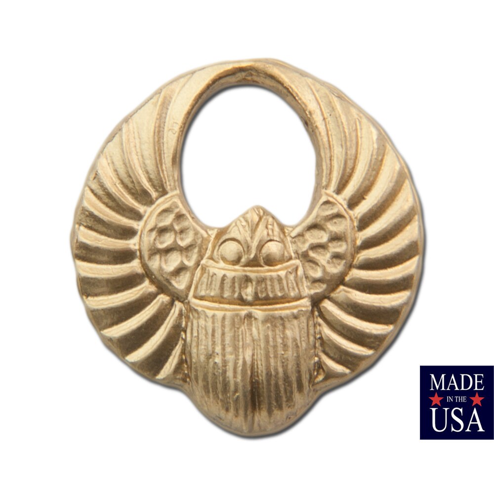Small Raw Brass Egyptian Scarab Hoop Charms Drops (8) mtl030A