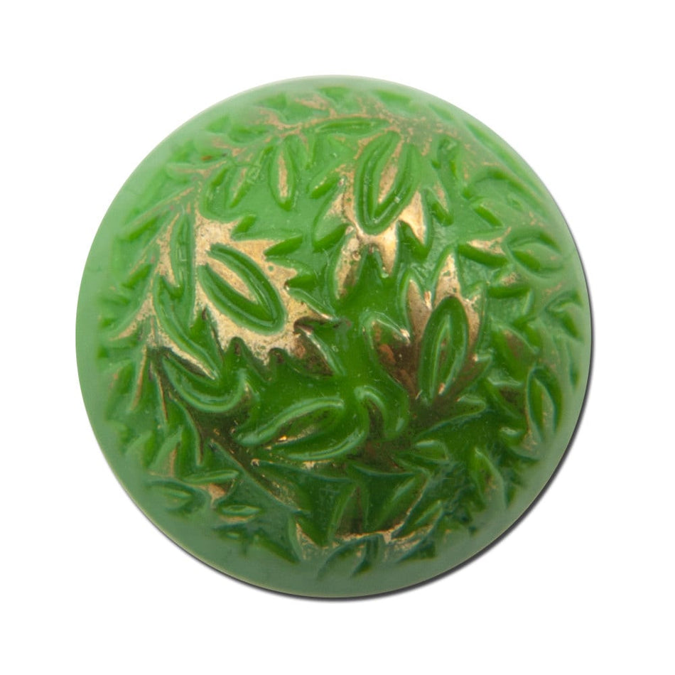 Vintage Green Etched Domed Cabochons Germany 15mm (2) cab047A