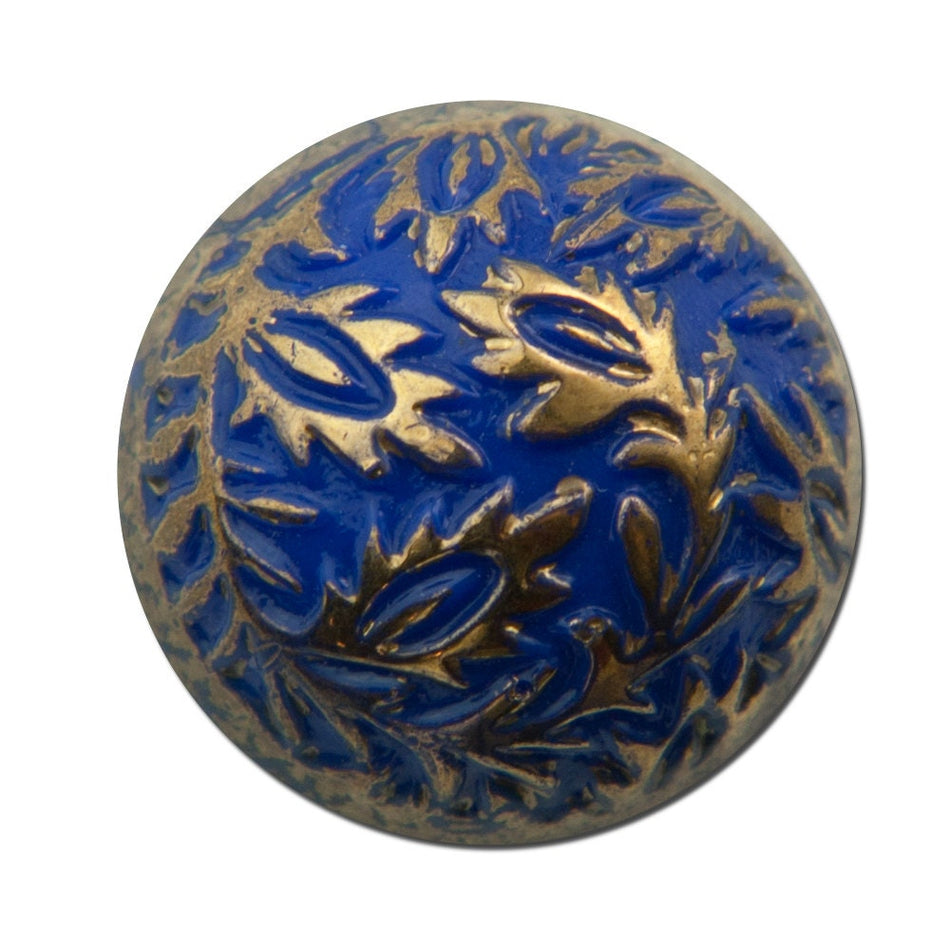 Vintage Blue Etched Domed Cabochons Germany 15mm (2) cab047C