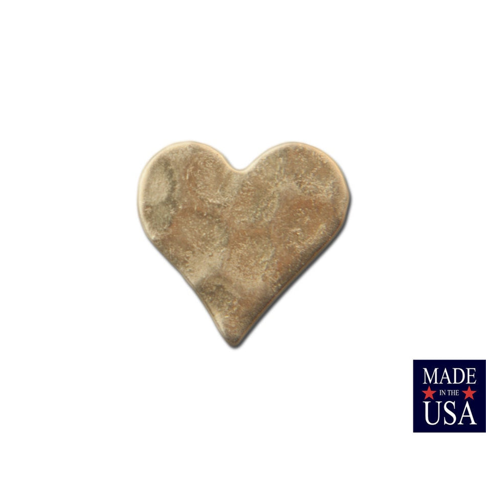 No Hole Hammered Small Raw Brass Heart 8mm (20) mtl453A