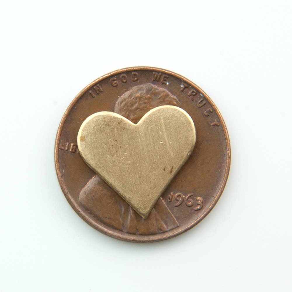 No Hole Small Raw Brass Heart 12mm (20) mtl452A