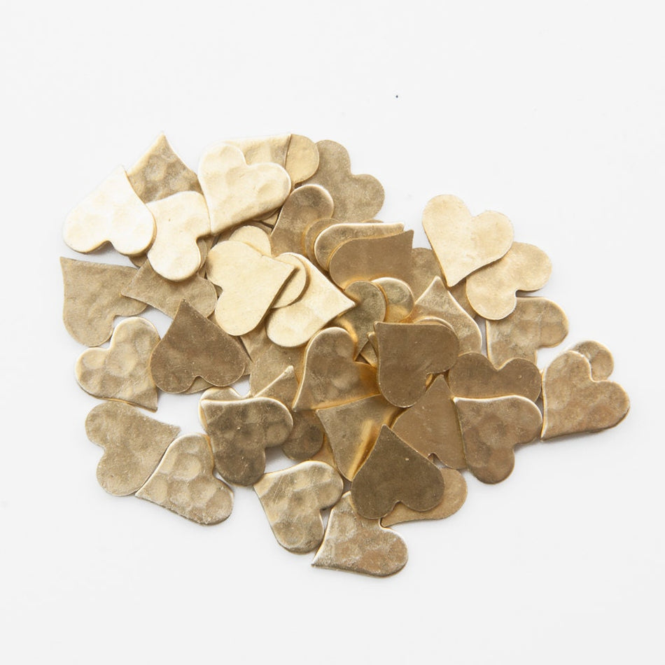 No Hole Hammered Small Raw Brass Heart 8mm (20) mtl453A