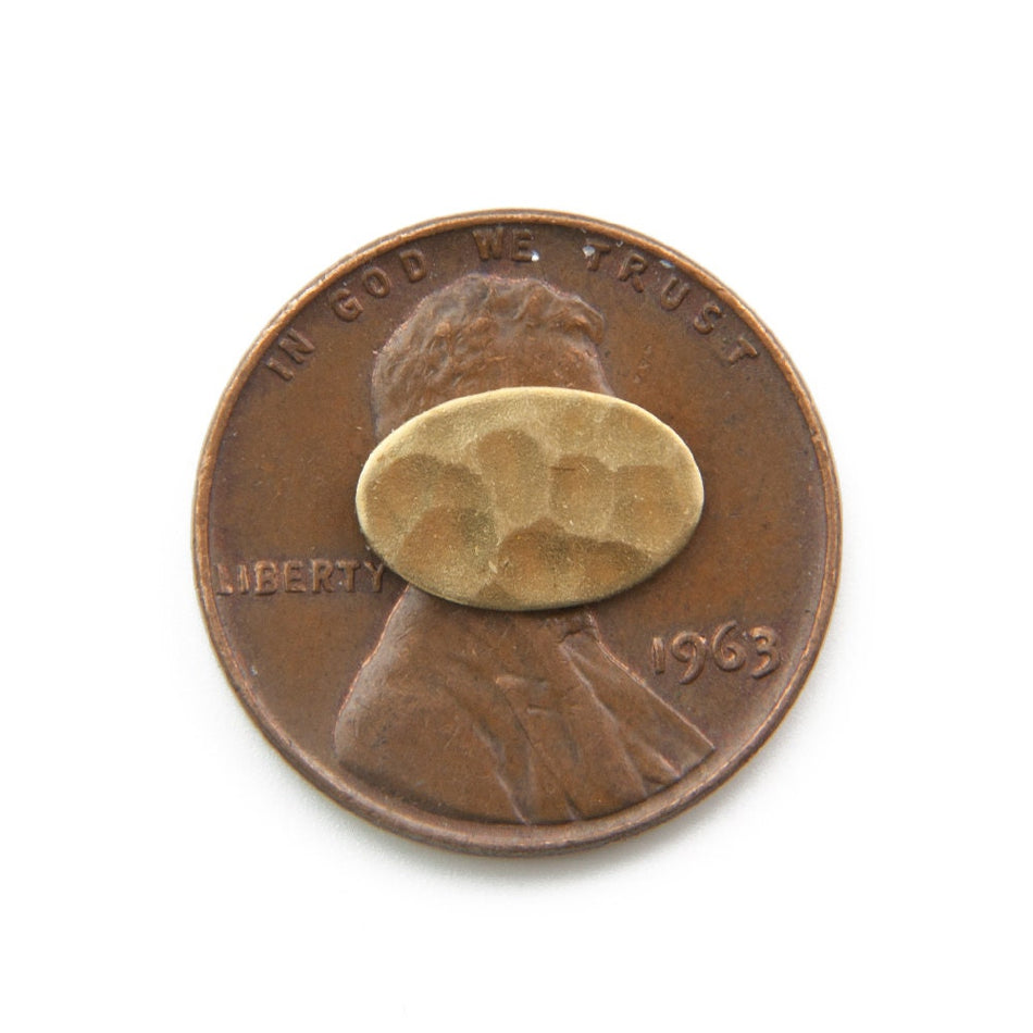 No Hole Hammered Small Raw Brass Oval 10x6mm (20) mtl454A