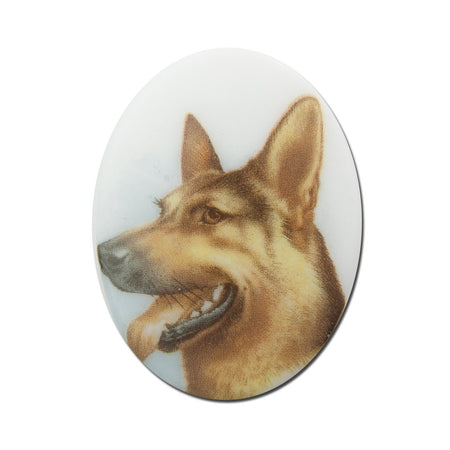 Vintage Glass German Shepard Dog Cameo Cabochon 40x30mm (1) cab386B