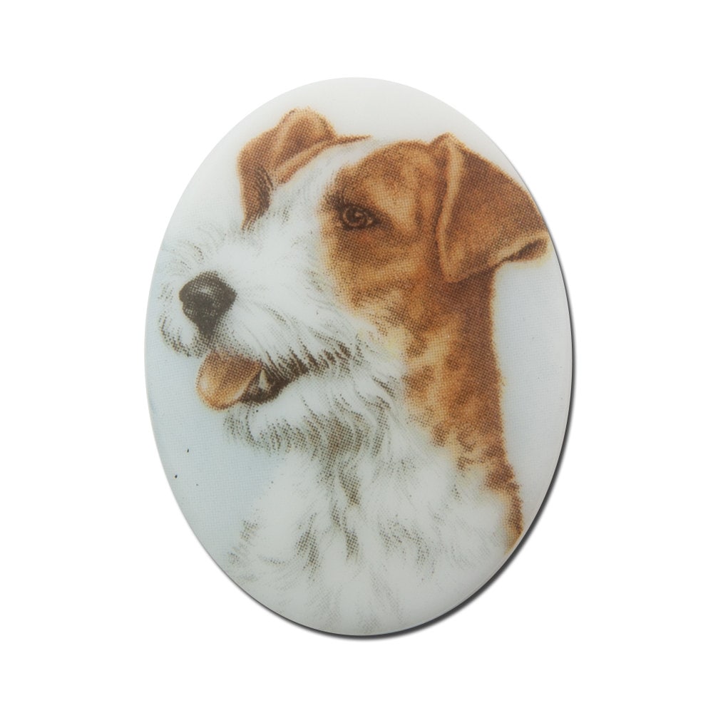 Vintage Glass Terrier Dog Cameo Cabochon 40x30mm (1) cab386E