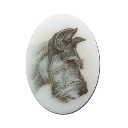 Vintage Glass Schnauzer Dog Cameo Cabochon 40x30mm (1) cab386A