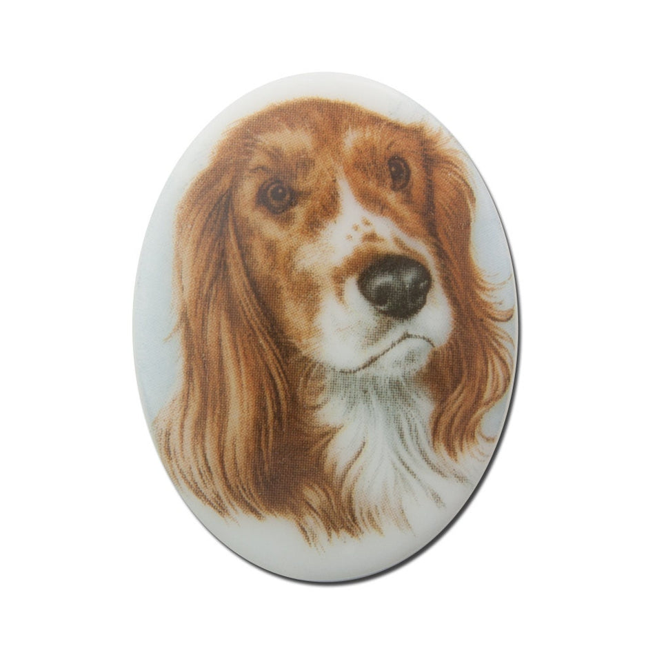 Vintage Glass Springer Dog Cameo Cabochon 40x30mm (1) cab386D