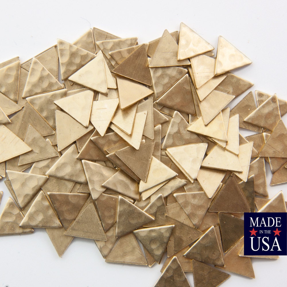 No Hole Hammered Small Raw Brass Triangle 9mm (20) mtl456A