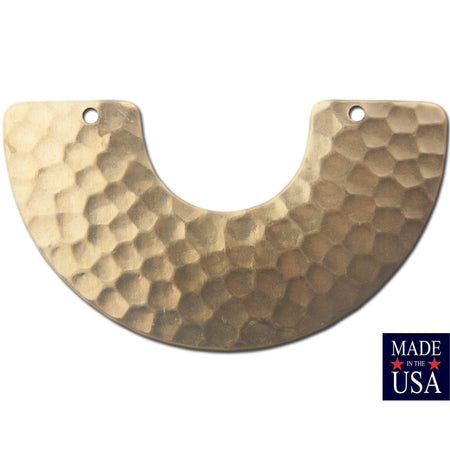 2 Hole Raw Brass Hammered U Connector Pendant 45x25mm (4) mtl458A