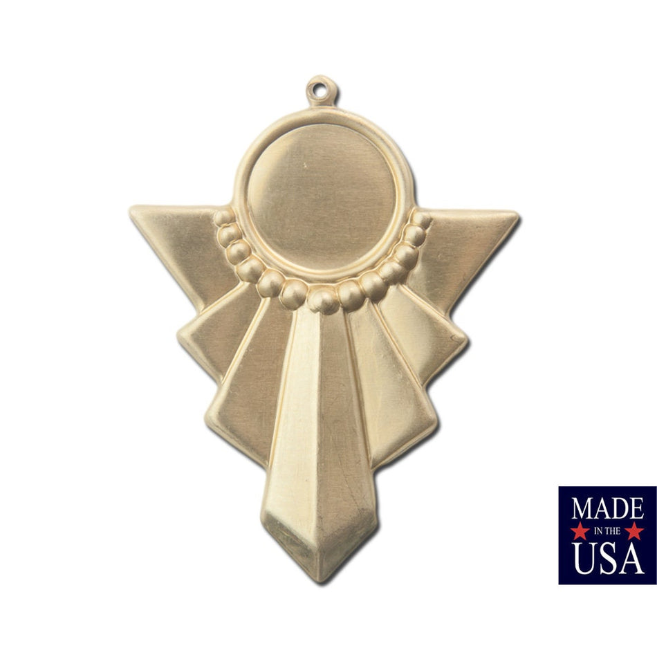 1 Loop Raw Brass Swag Pendant with 13mm Setting 45mmx35mm (4) pnd022B
