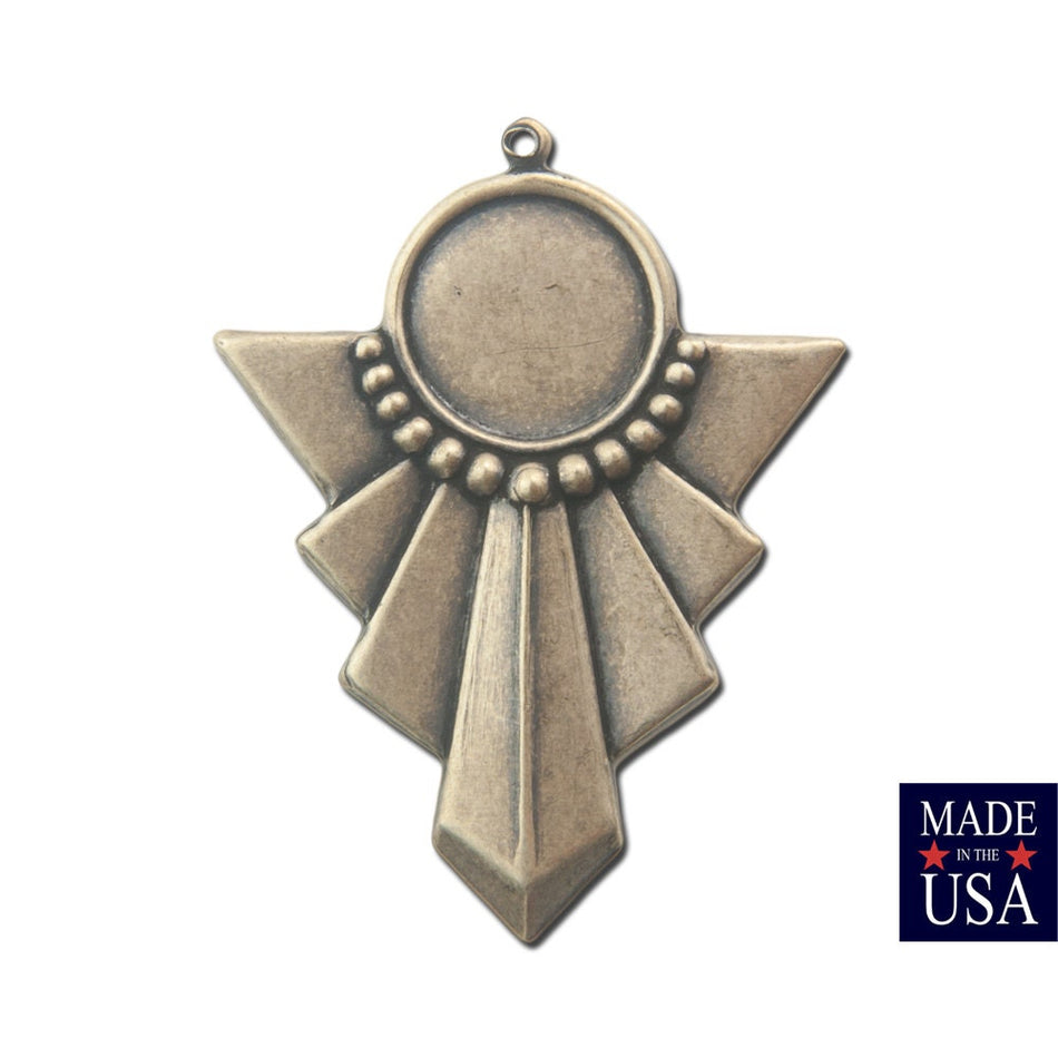 1 Loop Brass Ox Swag Pendant with 13mm Setting 45x35mm (4) pnd022D