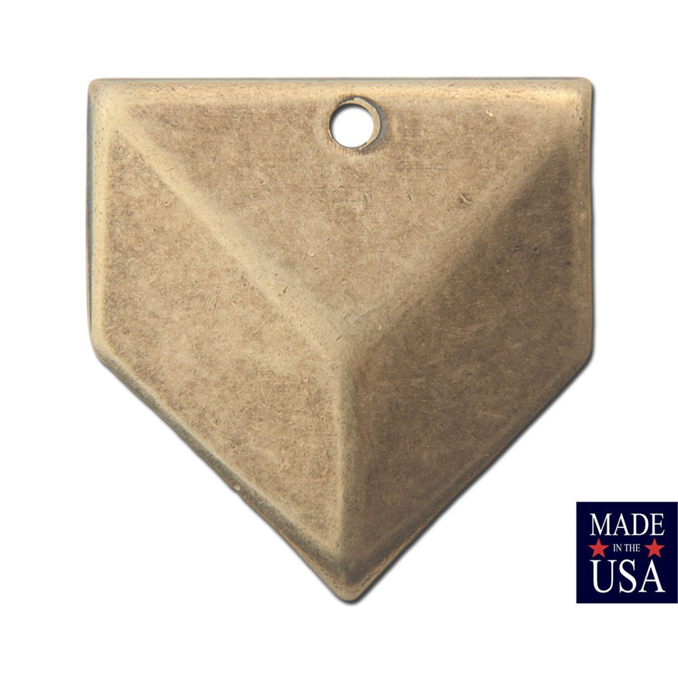 1 Hole Brass Ox Plated Geometric Triangle Charms Drops 18x18mm (6) mtl076E