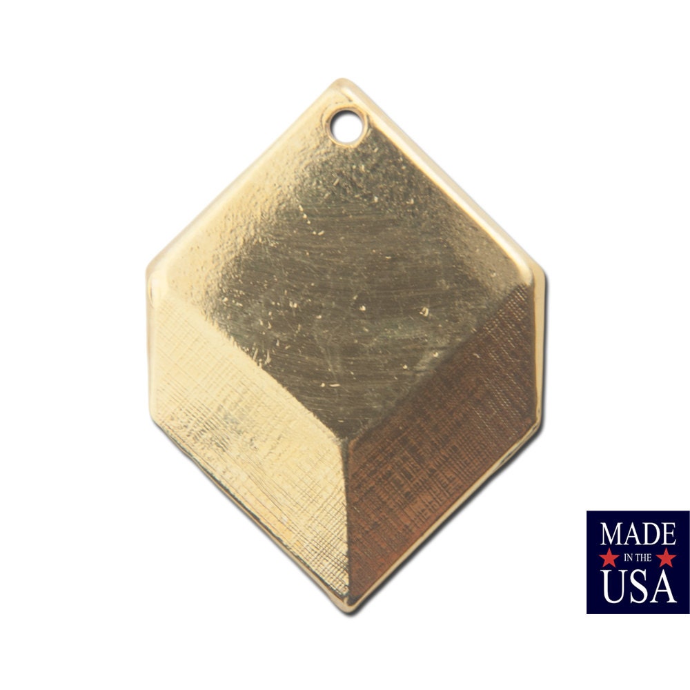 1 Hole Gold Plated Geometric Square Charms Drops (6) mtl076H