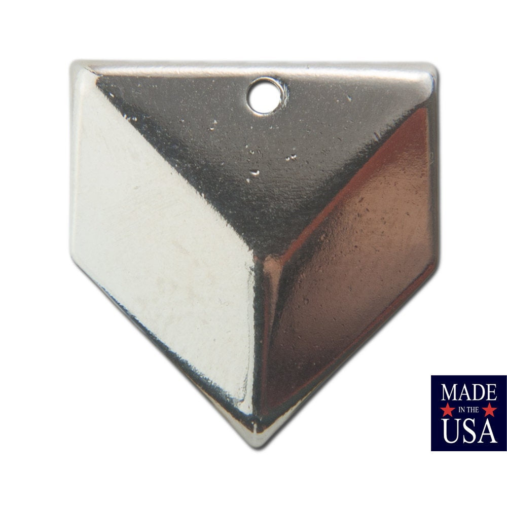 1 Hole Silver Plated Geometric Triangle Charms Drops 18x18mm (6) mtl076C
