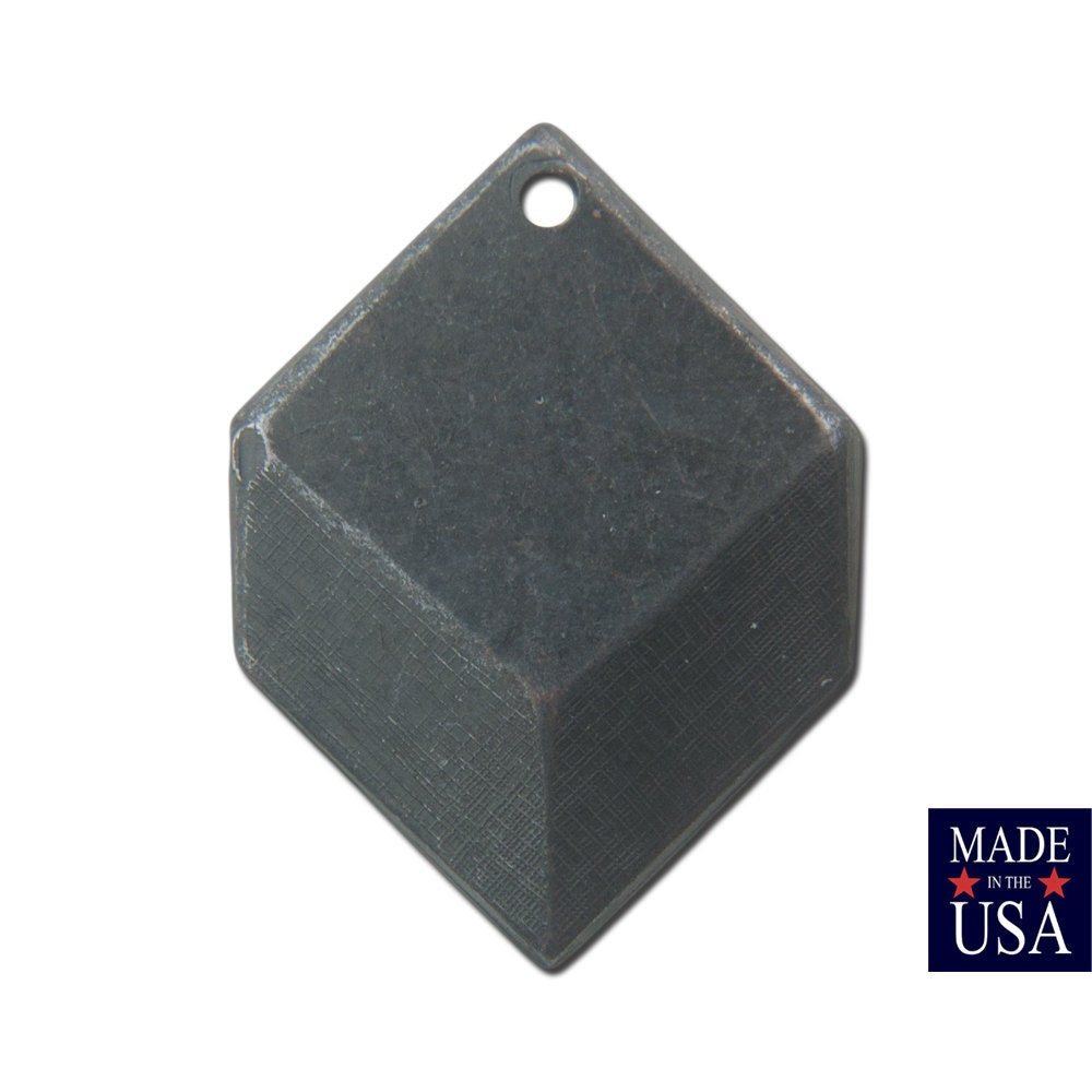 1 Hole Matte Black Plated Geometric Square Charms Drops 22x16mm (6)