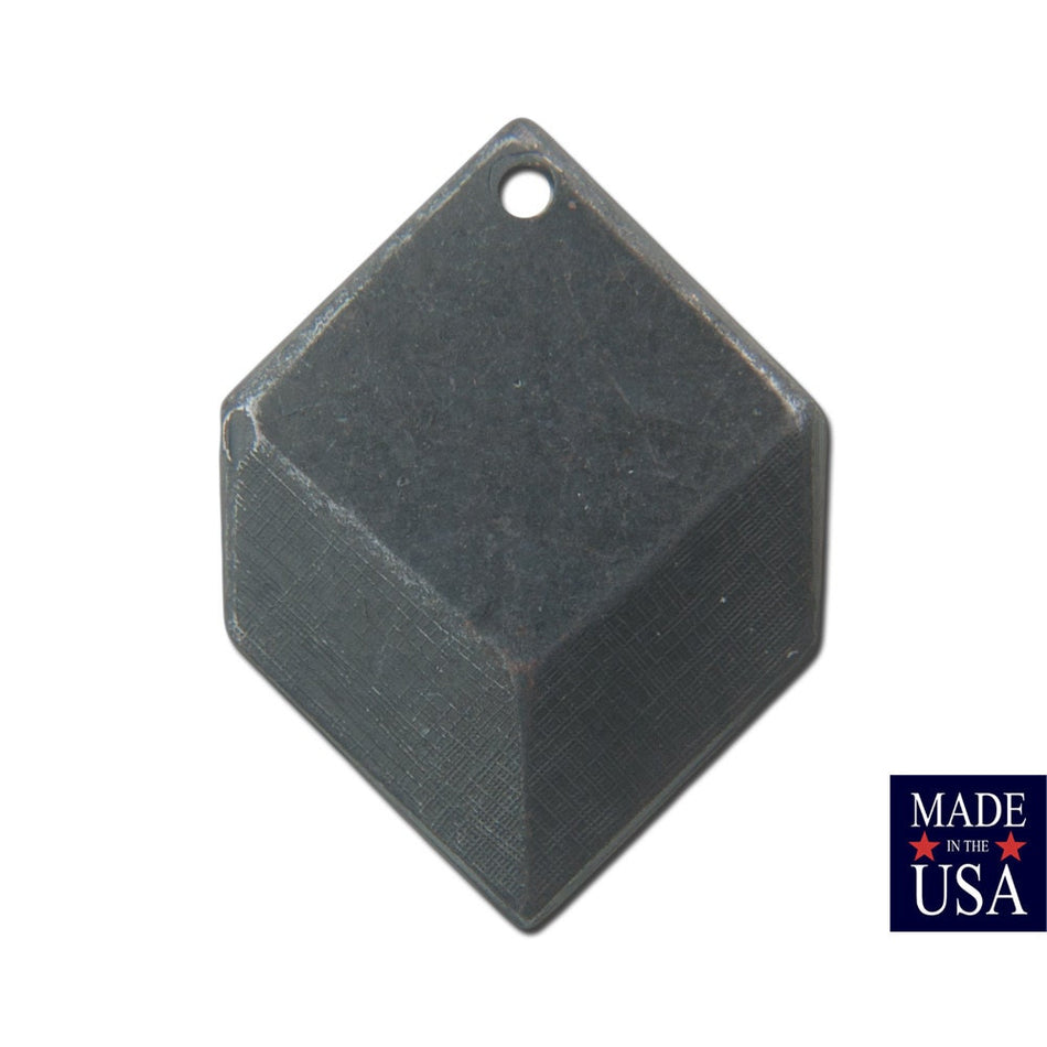 1 Hole Matte Black Plated Geometric Square Charms Drops 22x16mm (6)