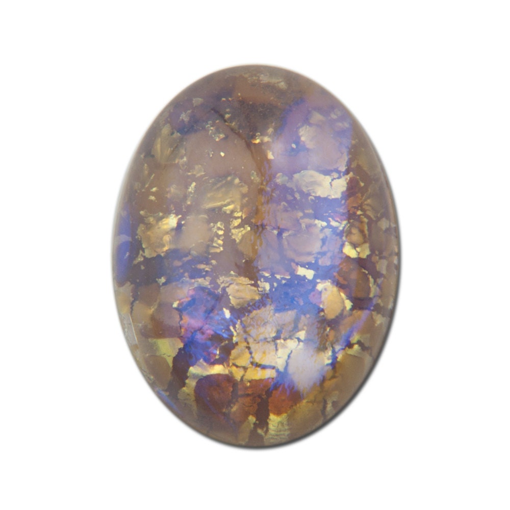 18x13mm Topaz Opal Glass Oval Cabochons (2)