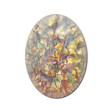 Red Multi Colored Opal Oval Glass Cabochons 18x13mm (2) cab5005F