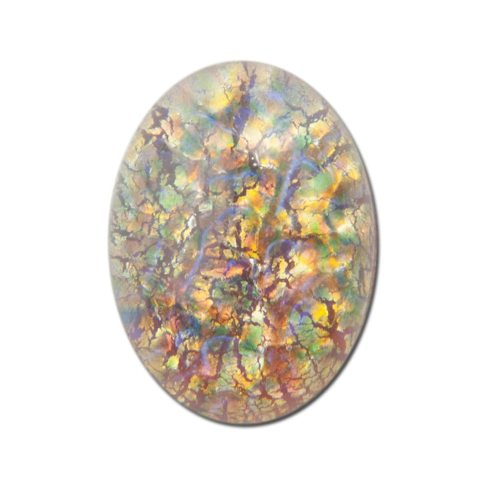 Red Multi Colored Opal Oval Glass Cabochons 18x13mm (2) cab5005F