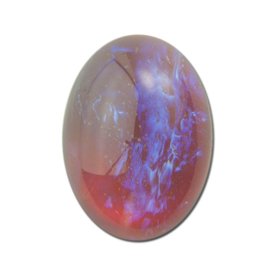 18x13mm Mexican Fire Opal Glass Oval Cabochons (2)