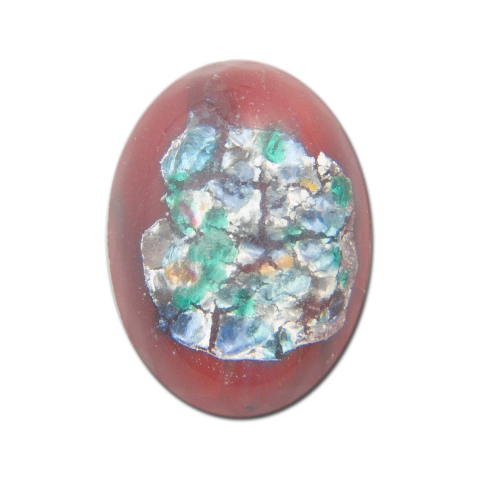 Vintage Red Foil Oval Cabochon 18x13mm (2) cab440L
