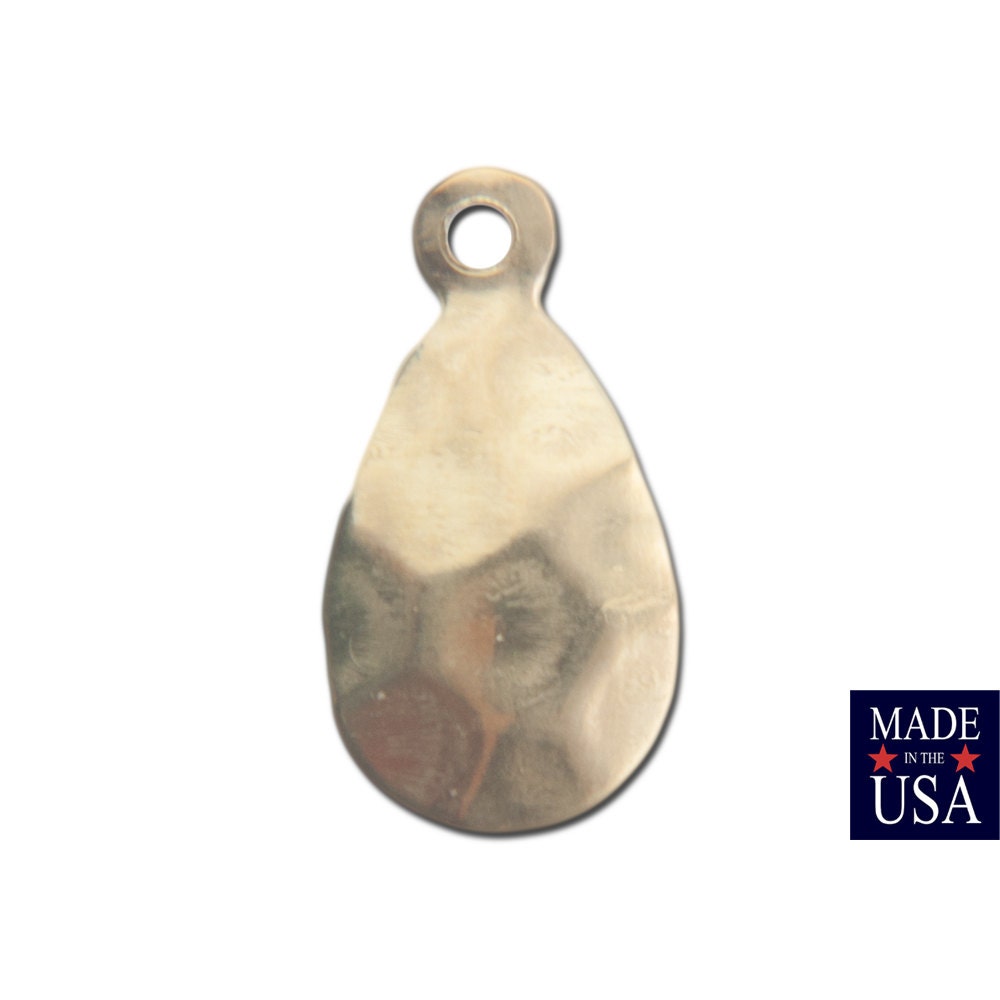 1 loop Hammered Small Raw Brass Teardrop 13mmx7mm (16) mtl462A