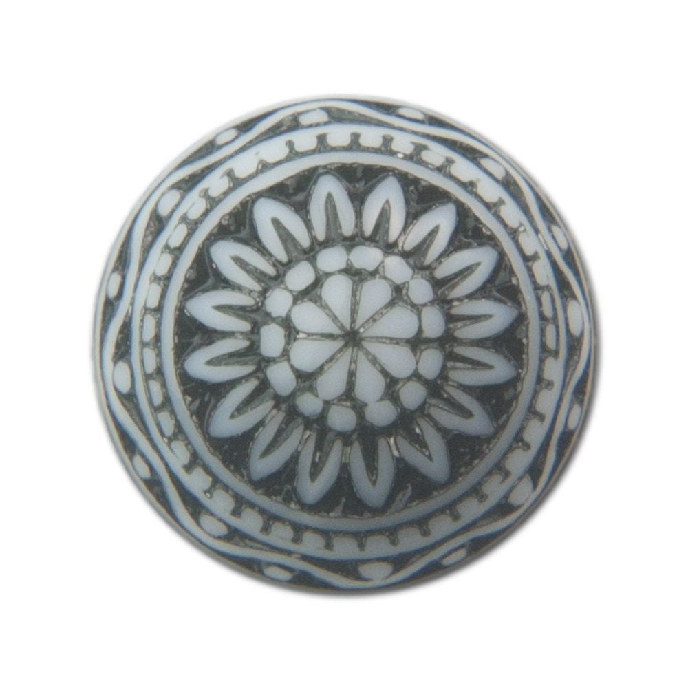 Vintage Etched Mosaic Black and White Cabochons 10mm cab712F