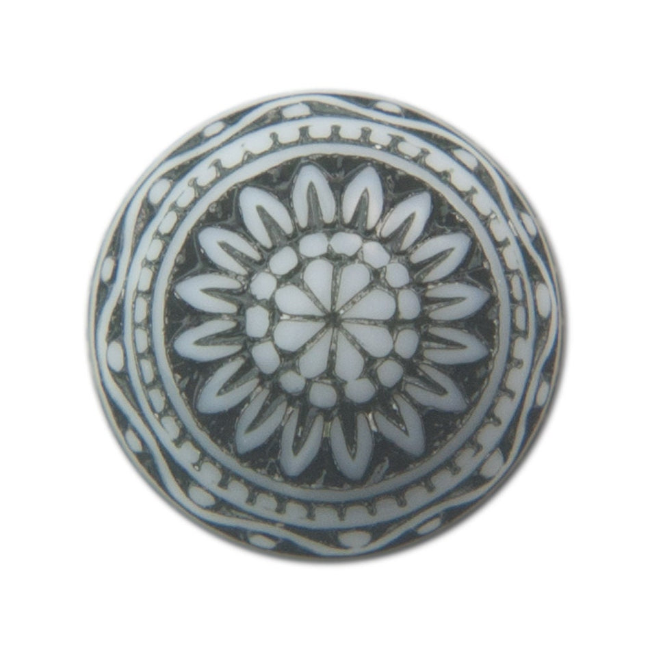 Vintage Etched Mosaic Black and White Cabochons 10mm cab712F