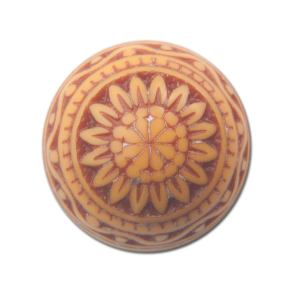 Etched Mosaic Orange and Brown Cabochons 10mm cab712M