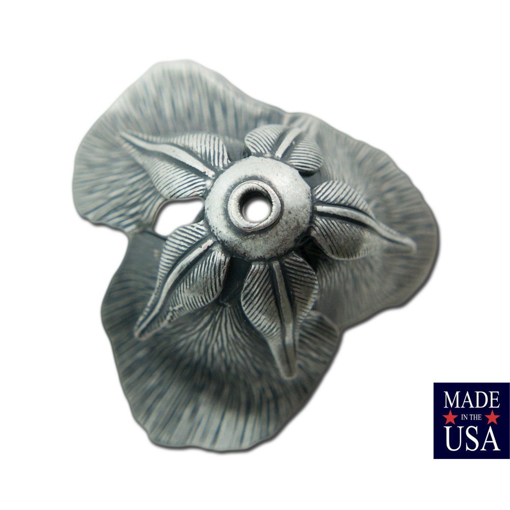 Silver Ox Plated 3D Tulip or Rosebud Bead Cap Finding LG (2) mtl063D
