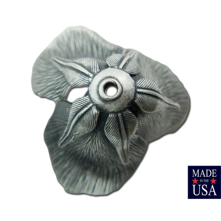 Silver Ox Plated 3D Tulip or Rosebud Bead Cap Finding LG (2) mtl063D