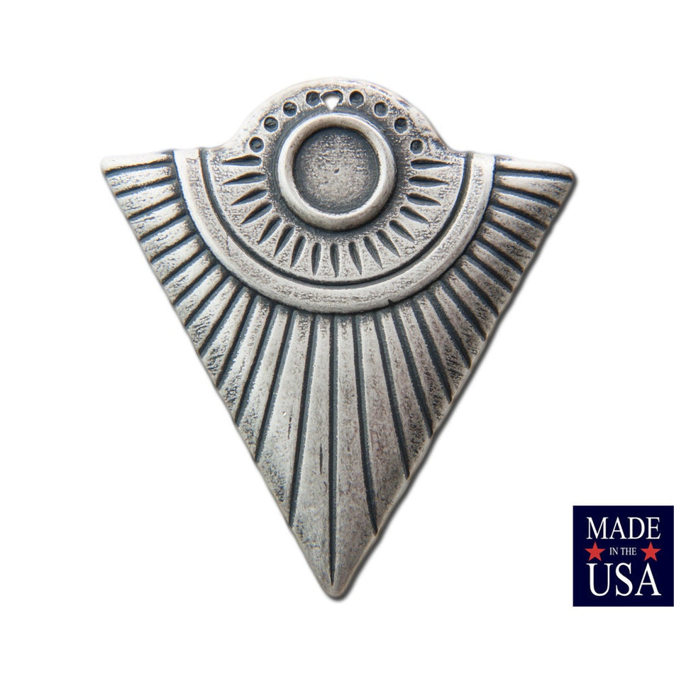 1 Hole Silver Ox Triangle Tribal Pendant with 6mm Setting (4) mtl367H