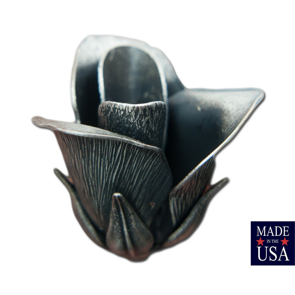 Silver Ox Plated 3D Tulip or Rosebud Bead Cap Finding LG (2) mtl063D