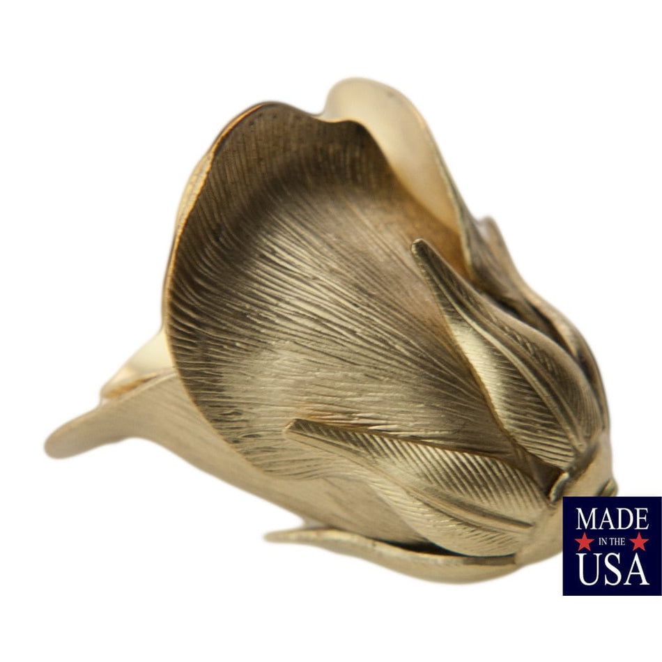 Raw Brass 3D Tulip or Rosebud Bead Cap Finding LG (2) mtl063C