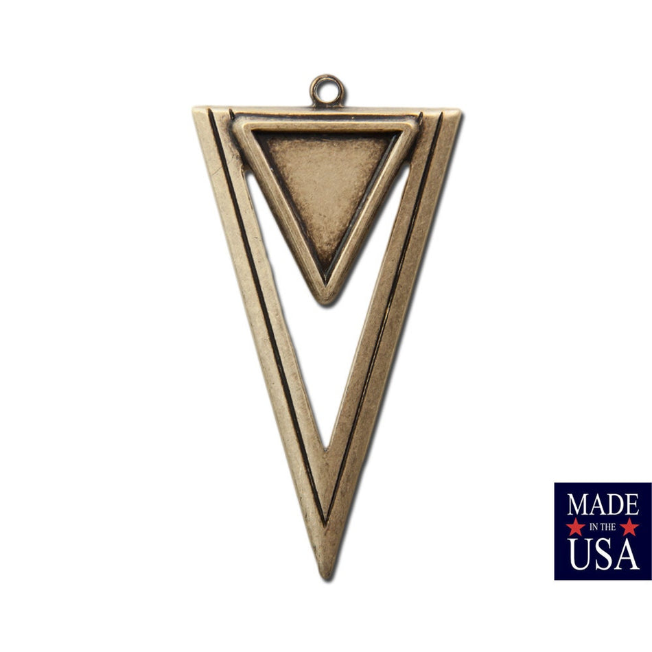 1 Loop Brass Ox Plated Open Double Triangle Hoop Pendant with Loop (4) mtl420C