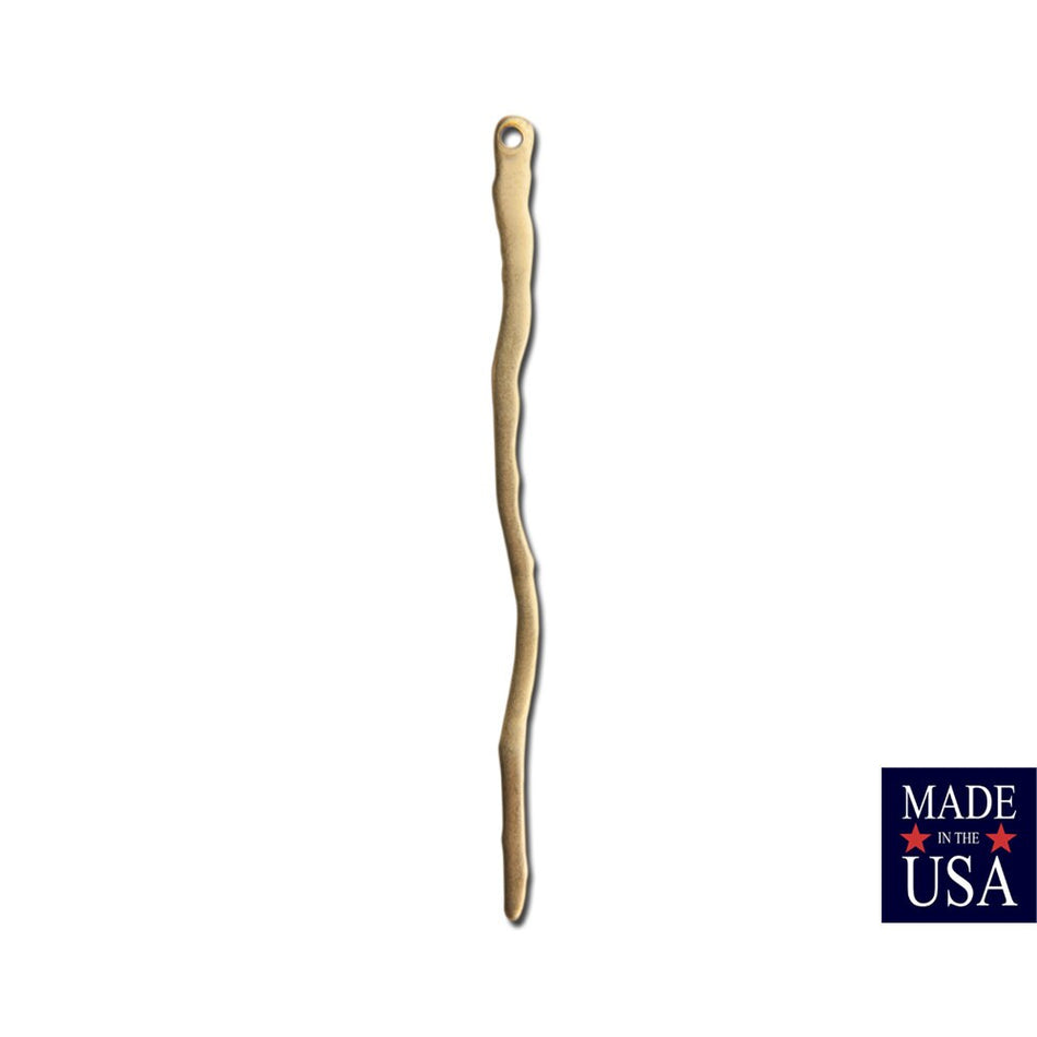 1 Hole Raw Brass Wavy Stick Drop LG 60x4mm (8) mtl465A