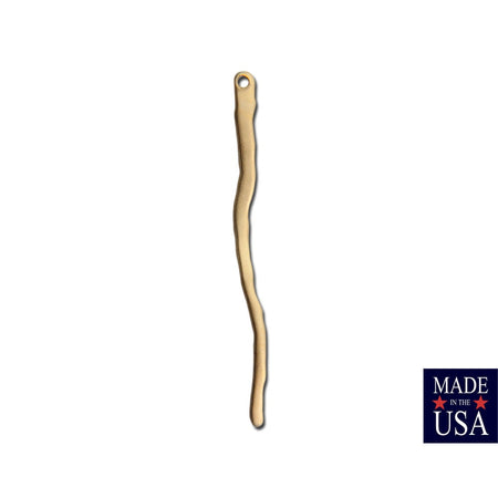 1 Hole Raw Brass Wavy Stick Drop MD 50x3mm (10) mtl536A