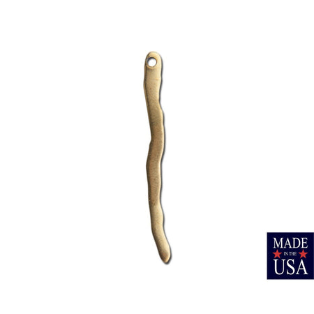 1 Hole Raw Brass Wavy Stick Drop SM 35x3mm (12) mtl537A