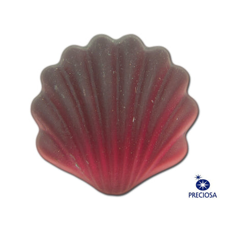 14mm Matte Rose Ribbed Shell Glass Cabochons (2)