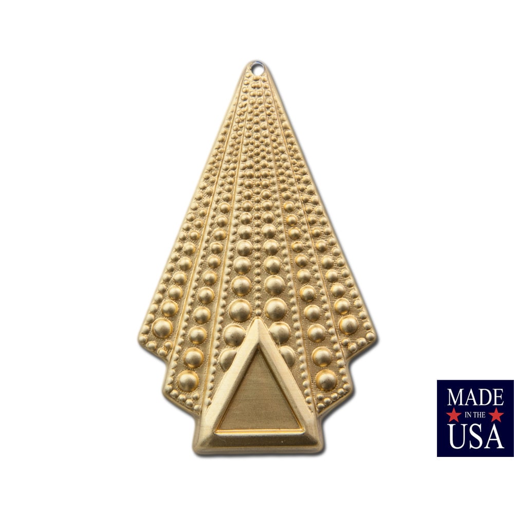1 Hole Raw Brass Deco Bubble Drop / Pendant with Trangle Setting 45x27mm (2) mtl467A