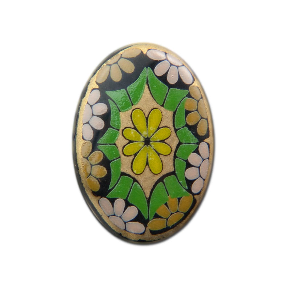 Vintage Glass Mosaic Cabochons Green Germany 14x10mm (2) cab879C